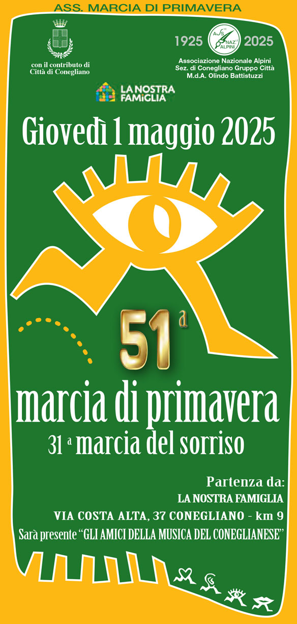 2025 CONEGLIANO MARCIA NON COMPETITIVA DI PRIMAVERA MARCIA DEL SORRISO informazioni