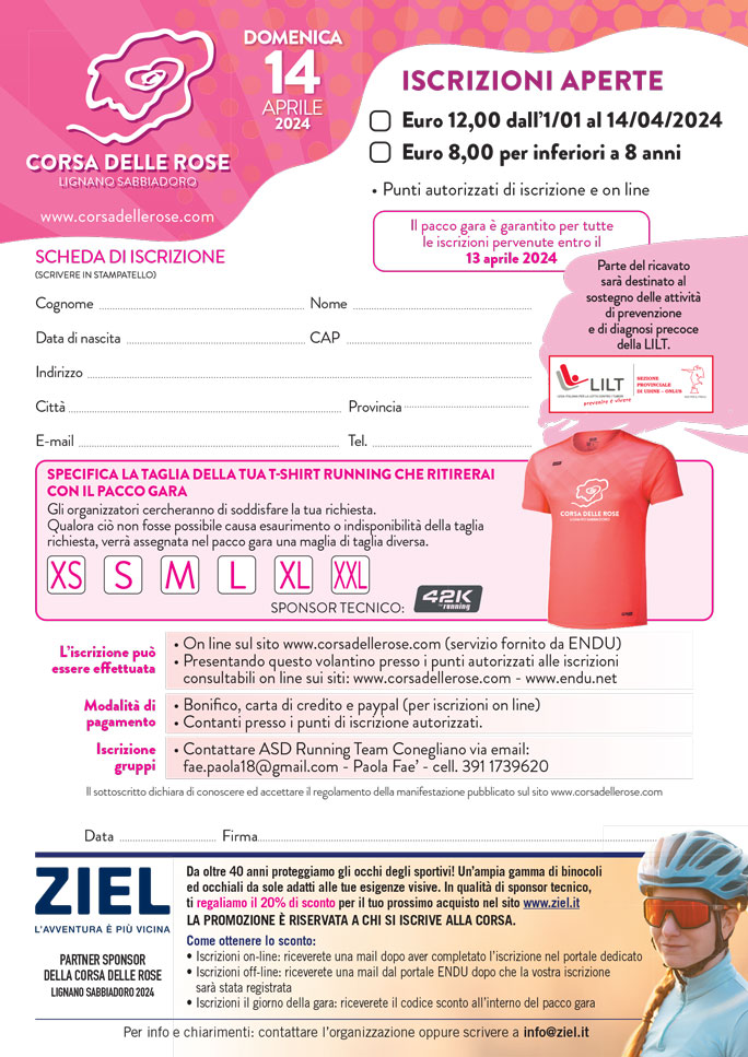 corse in rosa lignano sabbiadoro corsa delle rose KIT GARA