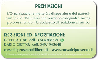 ARRA DI SOLIGO COL SAN MARTINO CORSA DEL PROSECCO iscrizioni