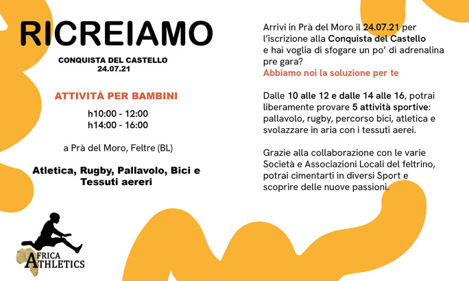 GARA DI CORSA CONQUISTA DEL CASTELLO DI FELTRE 2021 attività per bambini