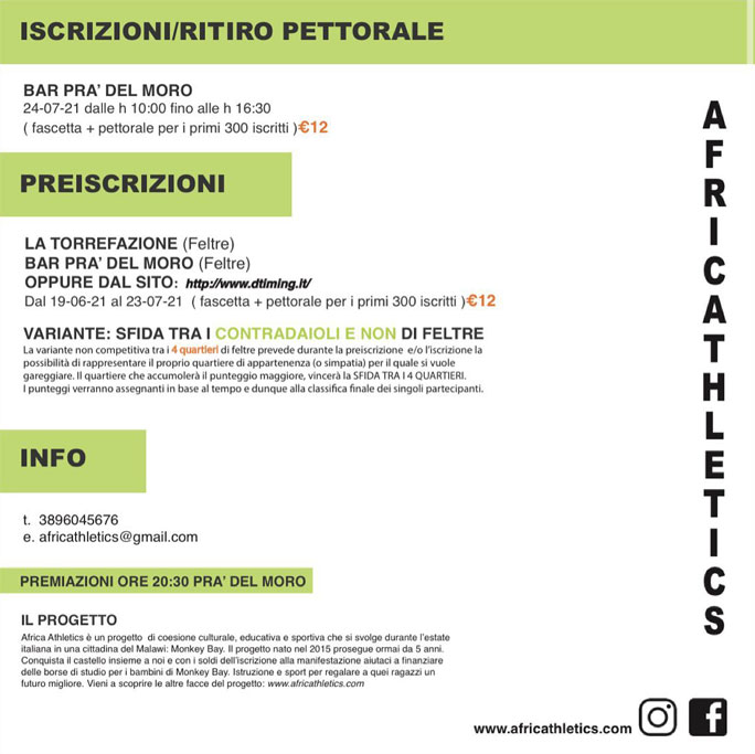 GARA DI CORSA CONQUISTA DEL CASTELLO DI FELTRE 2021 informazioni