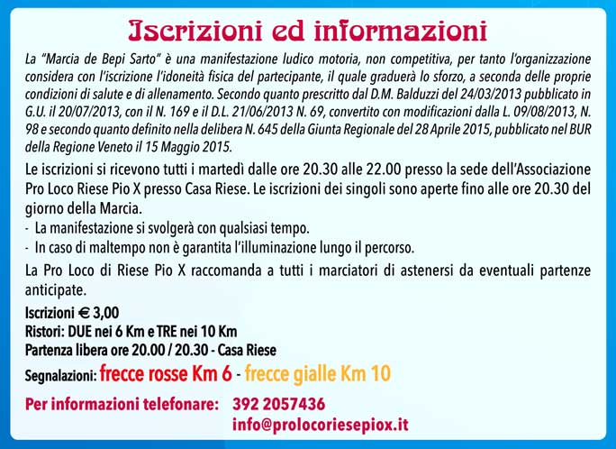 2023 RIESE PIO X° MARCIA DE BEPI SARTO informazioni