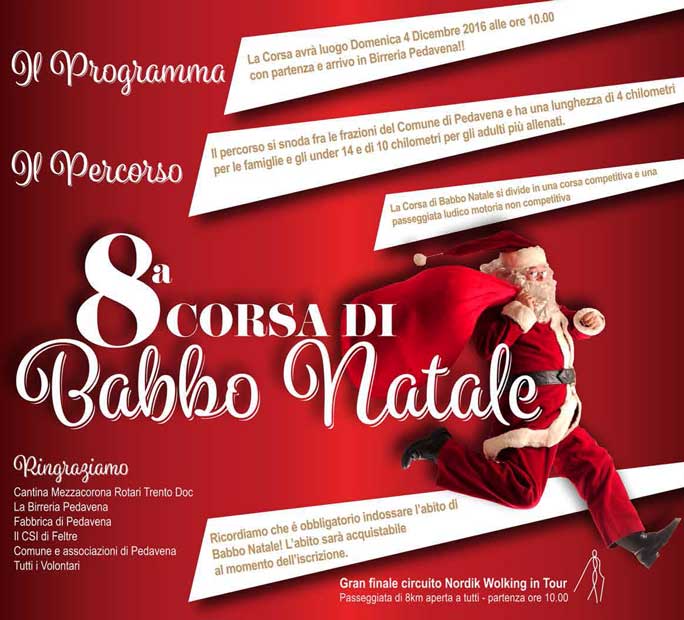 2016 BELLUNO PEDAVENA CORSA DI BABBO NATALE PROGRAMMA