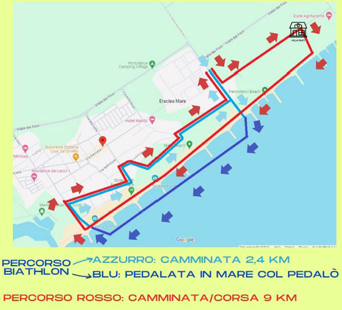 2024 Eraclea Mare d'Amare biathlon con camminata, corsa podistica e pedalata in pedalò percorso