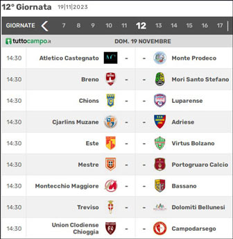 treviso calcio CALENDARIO