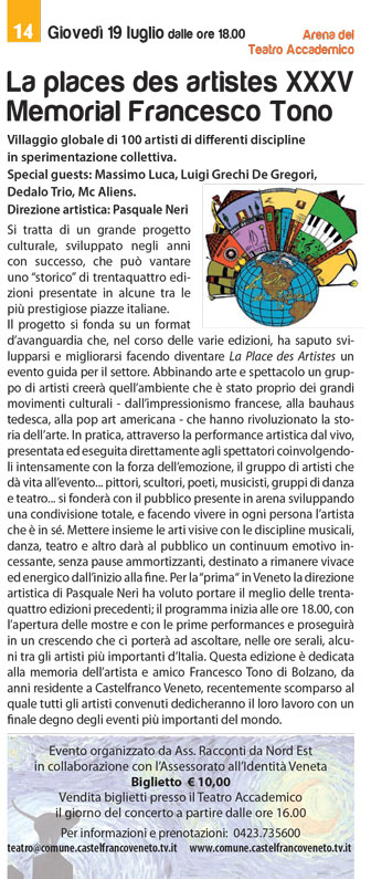 castelfranco veneto notti magiche 2018 la places des artistes xxxv memorial francesco tono