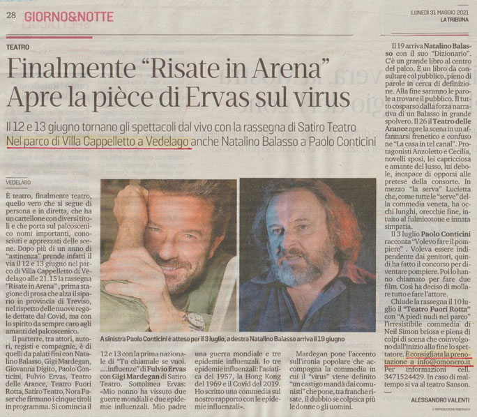 risate in arena a vedelago rassegna teatrale 2021 presentazione